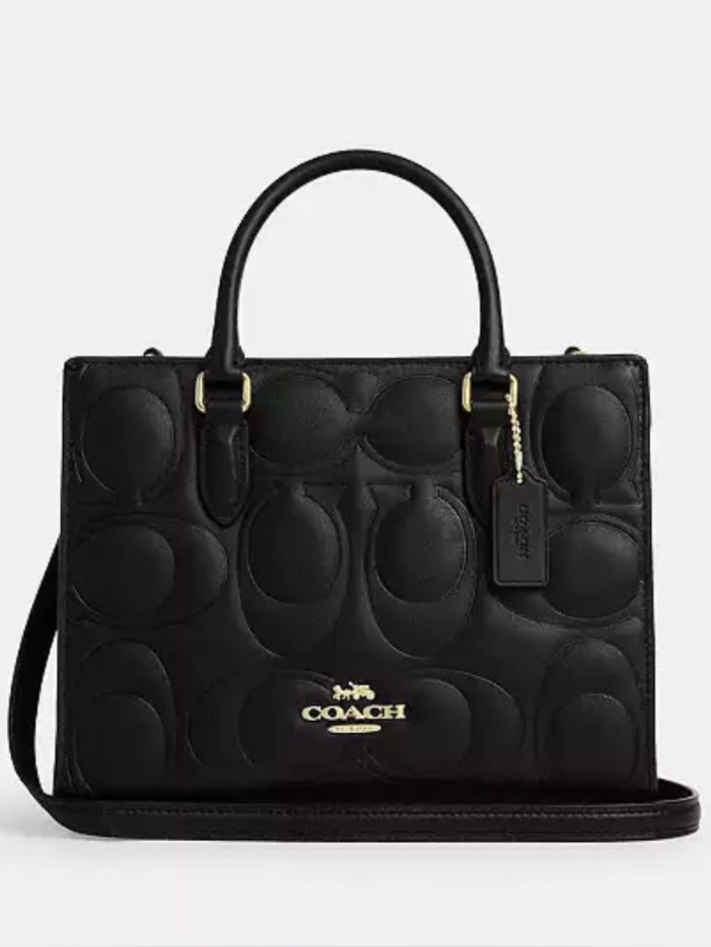 Coach Maggie Small Tote Bag in Black Signature Leather EUC